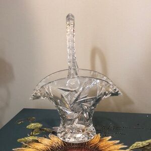 Elegant Crystal Basket with Handle